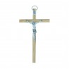 Olive wood crucifix with silver Christ 13cm