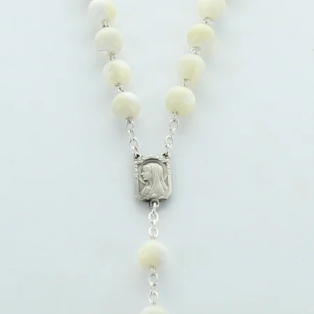 Silver rosary with mother of pearl beads