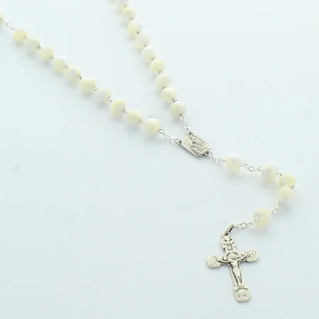 Silver rosary with mother of pearl beads