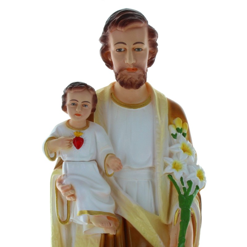 Statue de Saint Joseph à l'Enfant Jésus en résine colorée 40cm
