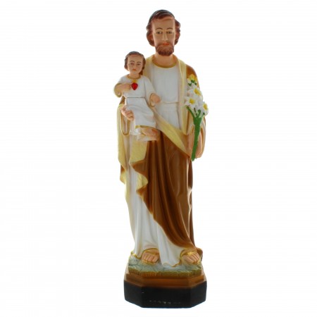 Statue de Saint Joseph à l'Enfant Jésus en résine colorée 40cm