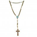 Rosary Virgin Miraculous wood grains on cord