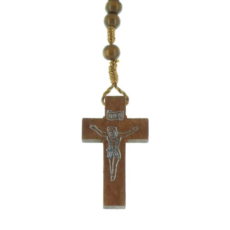 Rosario Madonna Miracolosa grani di legno su cordone