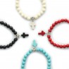 Stone beads bracelet with cross