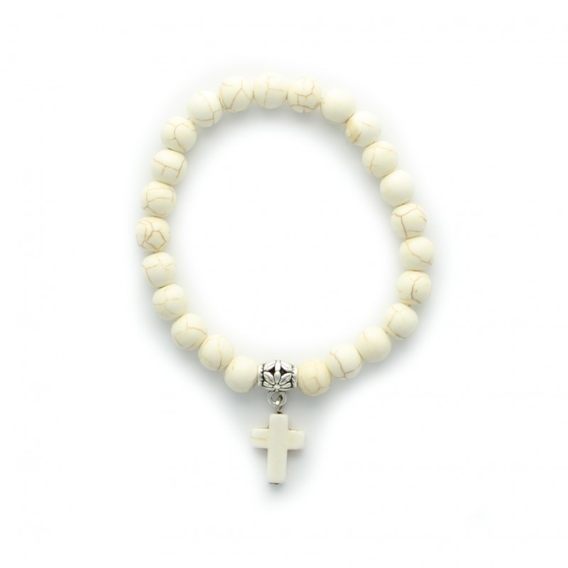 Bracelet pierres blanches avec croix
