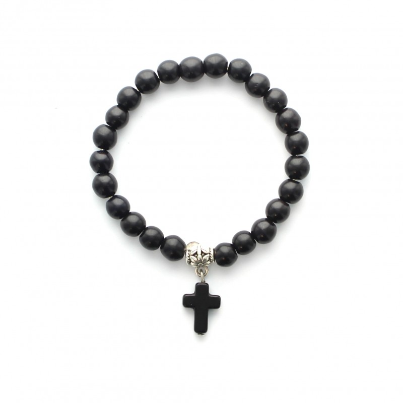 Bracelet pierres blanches avec croix