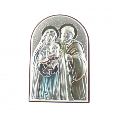 Cadre Sainte Famille en argent coloré 9cm