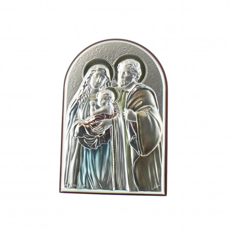 Cadre Sainte Famille en argent coloré 9cm