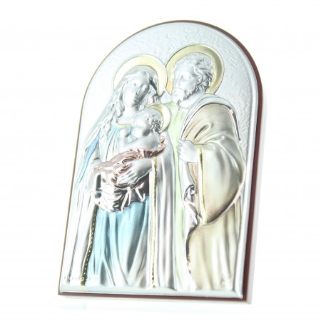 Cornice Sacra Famiglia in argento colorato 9cm