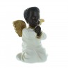 Statua angelo in resina nera, bianca e oro