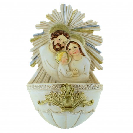 Holy Family Stoup in white resin