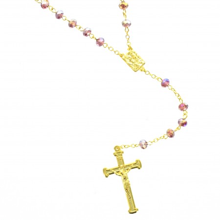 Gold rosary with crystal beads
