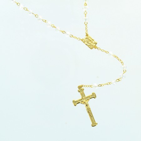 Golden rosary with crystal beads