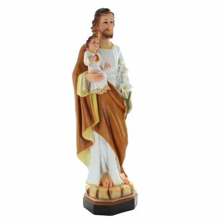 Statue Saint Joseph et enfant Jésus en résine 50cm