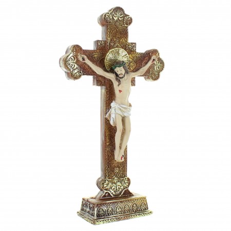 Resin Crucifix with golden details 20cm