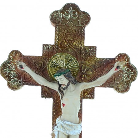 Resin Crucifix with golden details 20cm
