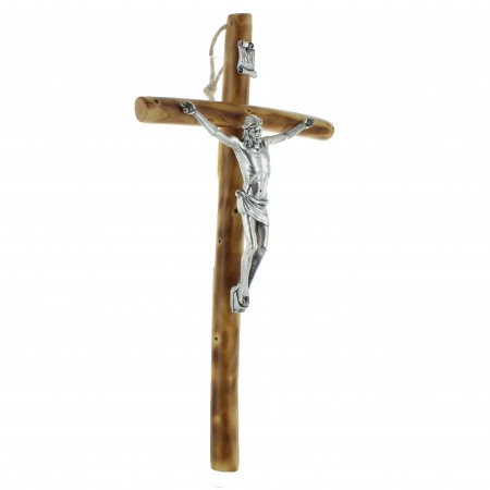 Wooden Crucifix with silver Christ