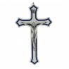 Crucifix white and blue with silver Christ