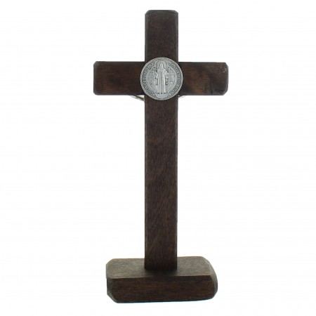 Crocifisso San Benoit in legno con medaglia 21cm