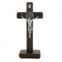 Crucifix St Benoit in wood with medal 21cm