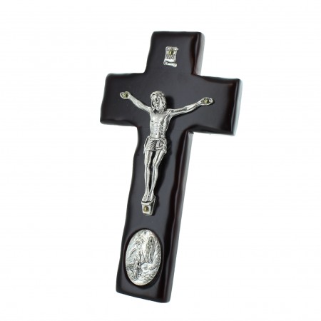Crucifix in wood with medal Apparition