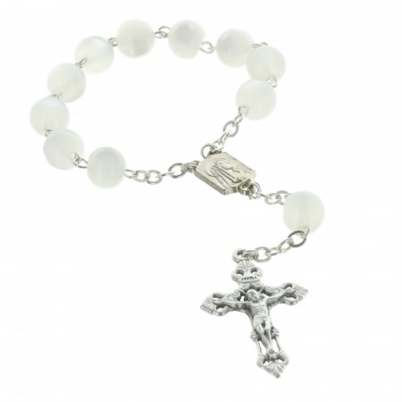 Tenfold rosary with white pearls 7mm