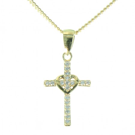 Croix en plaqué or avec strass 20mm