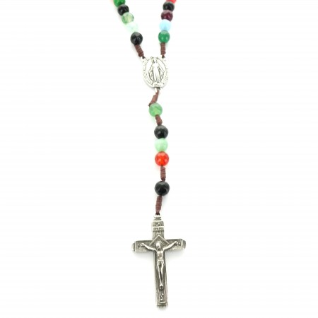 Multicoloured rosary with agate stones