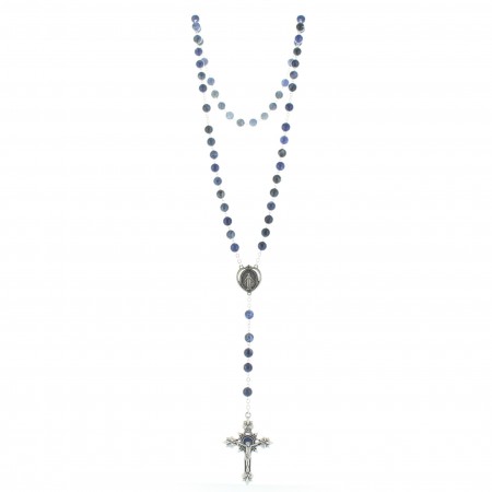 Miraculous Medal rosary made of sodalite stone