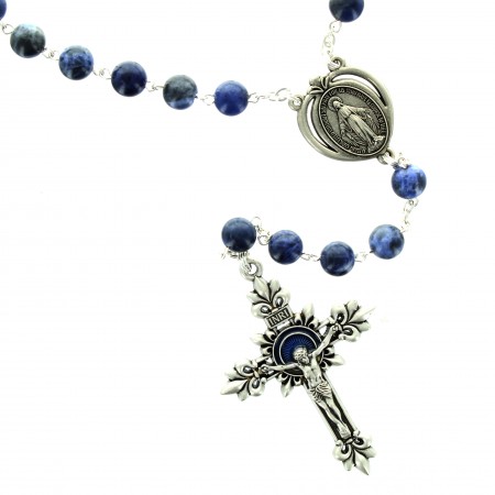 Rosario Medaglia Miracolosa in pietra sodalite