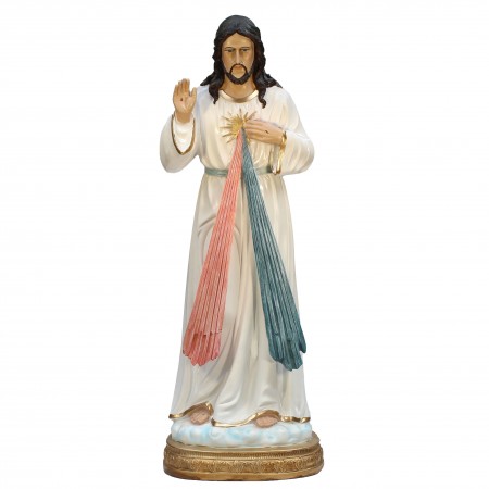 Statue Jésus Miséricordieux en résine colorée 98cm