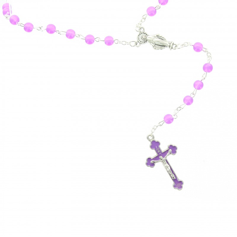 Chapelet en verre coloré avec coeur Vierge Miraculeuse Chapelet en verre coloré avec coeur Vierge Miraculeuse