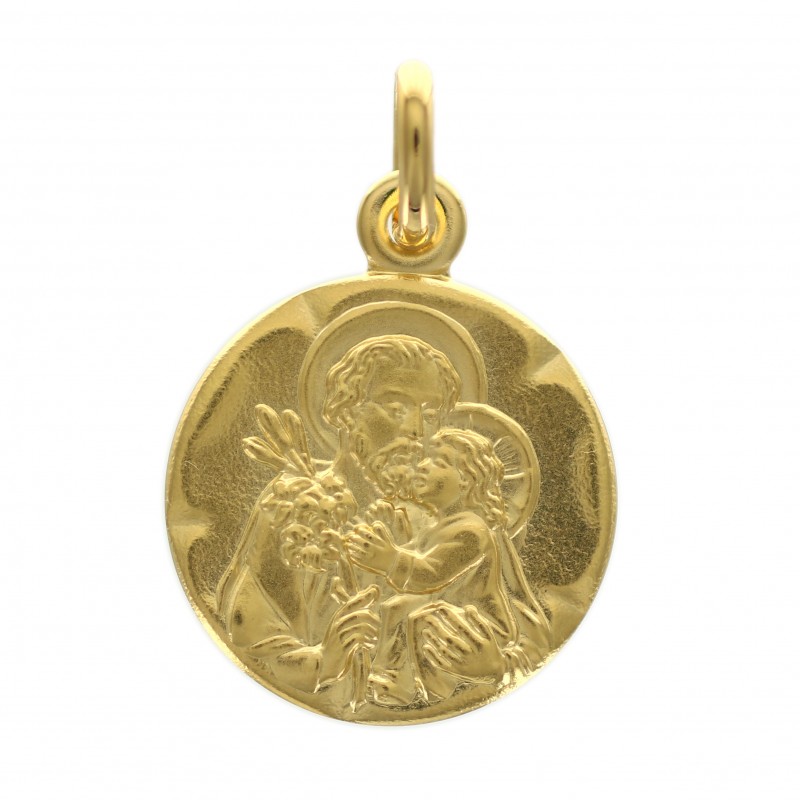 Medaglia di San Giuseppe placcata in oro 18mm