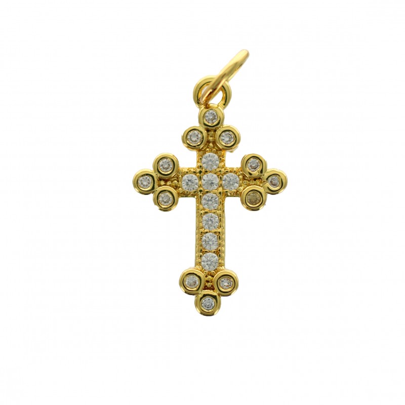 Orthodox cross in golden metal 18mm