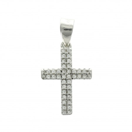 Silver cross with rhinestones 15mm