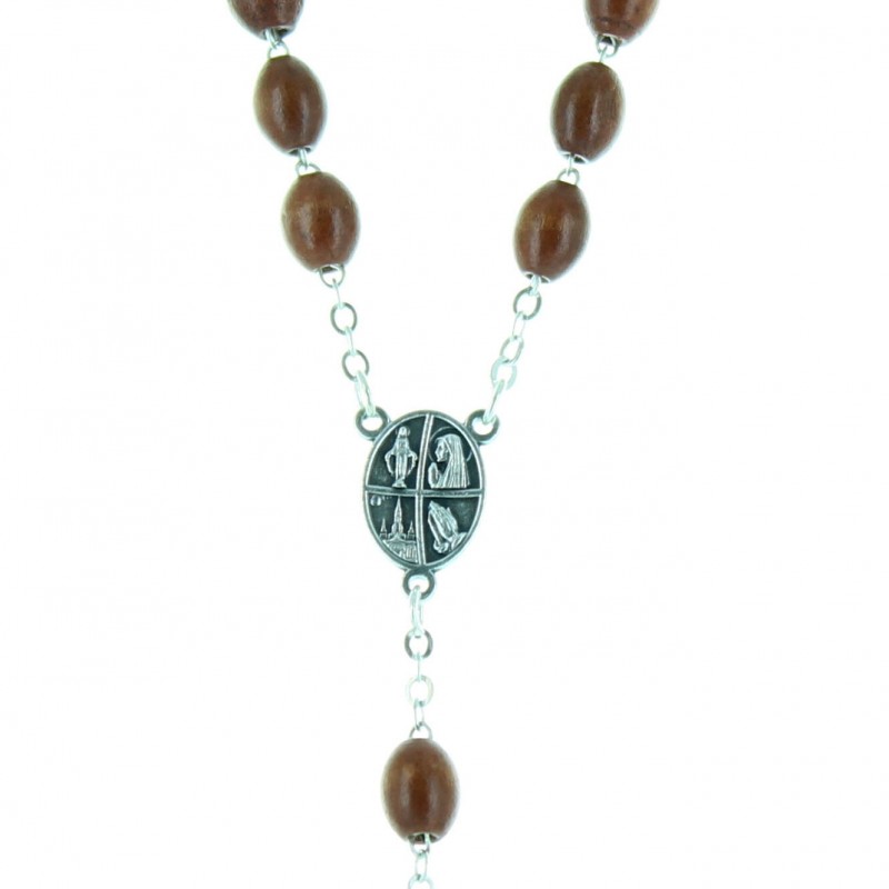 Wooden Lourdes rosary with oval beads
