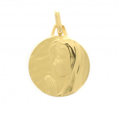 Médaille en plaqué or 16mm avec Vierge de profil