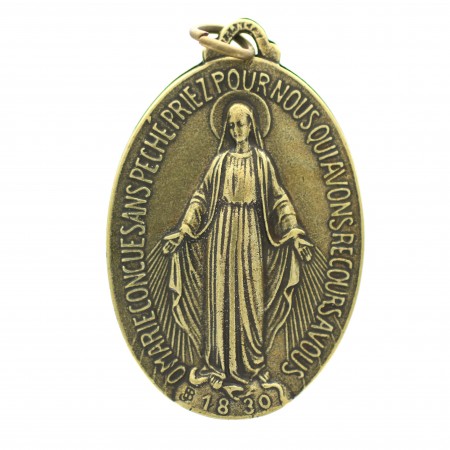 Miraculous Medal in bronze color metal 40mm