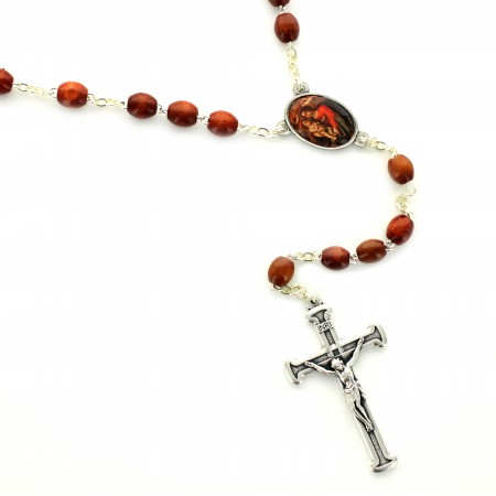 Wooden rosary of the Souls of Purgatory with its box