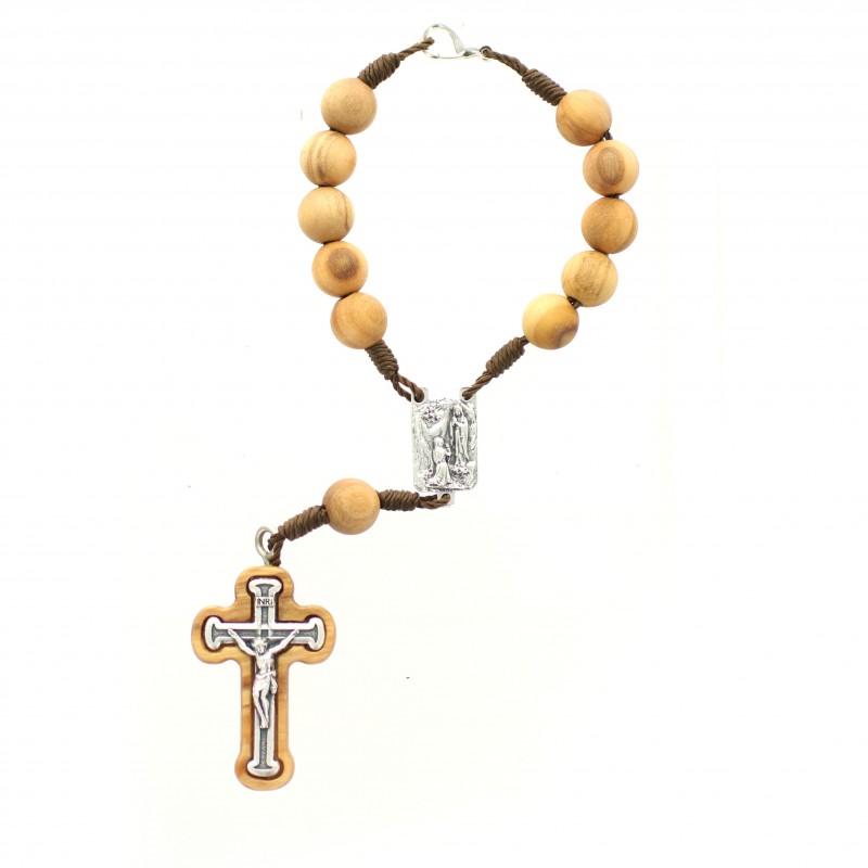 Lourdes Apparition rosary in olive wood