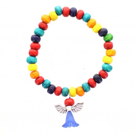 Braccialetto per bambini con perline di legno colorate