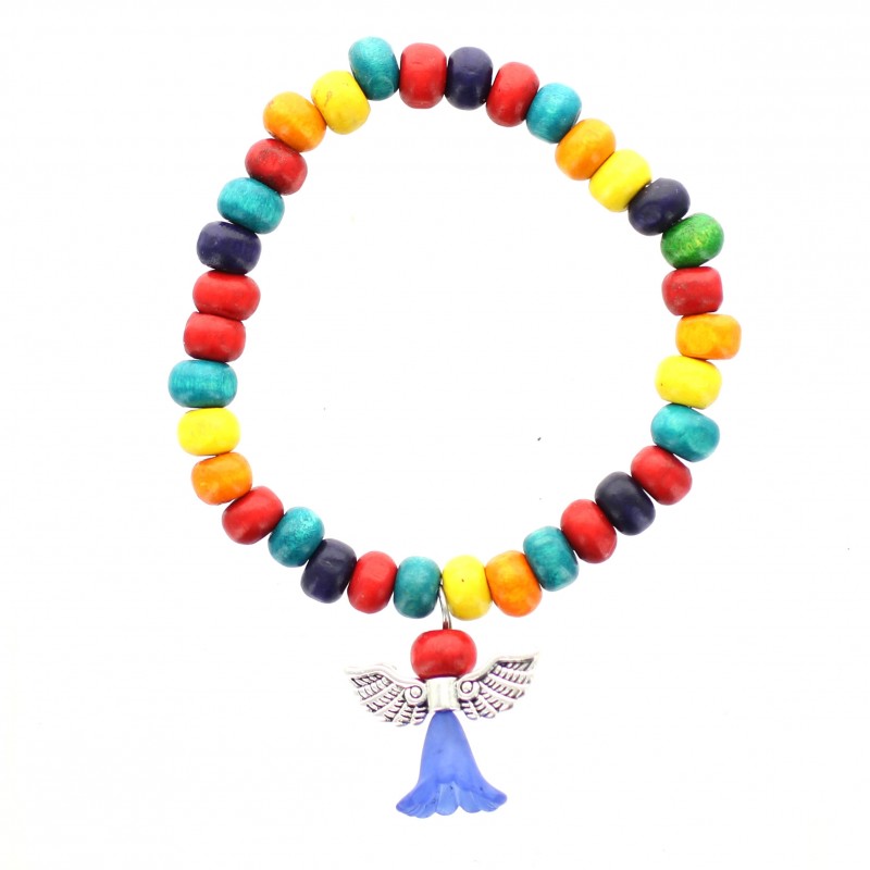 Braccialetto con perline di legno colorate per bambini