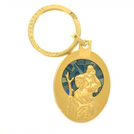 Keychain Saint Christopher in gold metal
