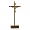 Crucifix en métal avec socle en bois 8cm