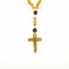 Glass rosary with coloured beads and variegated cross
