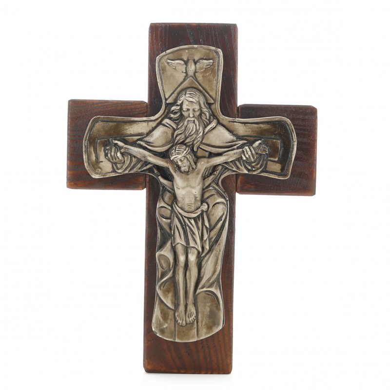 Wooden crucifix decorated with the Holy Trinity 22cm