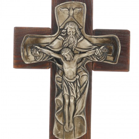 Wooden crucifix decorated with the Holy Trinity 22cm