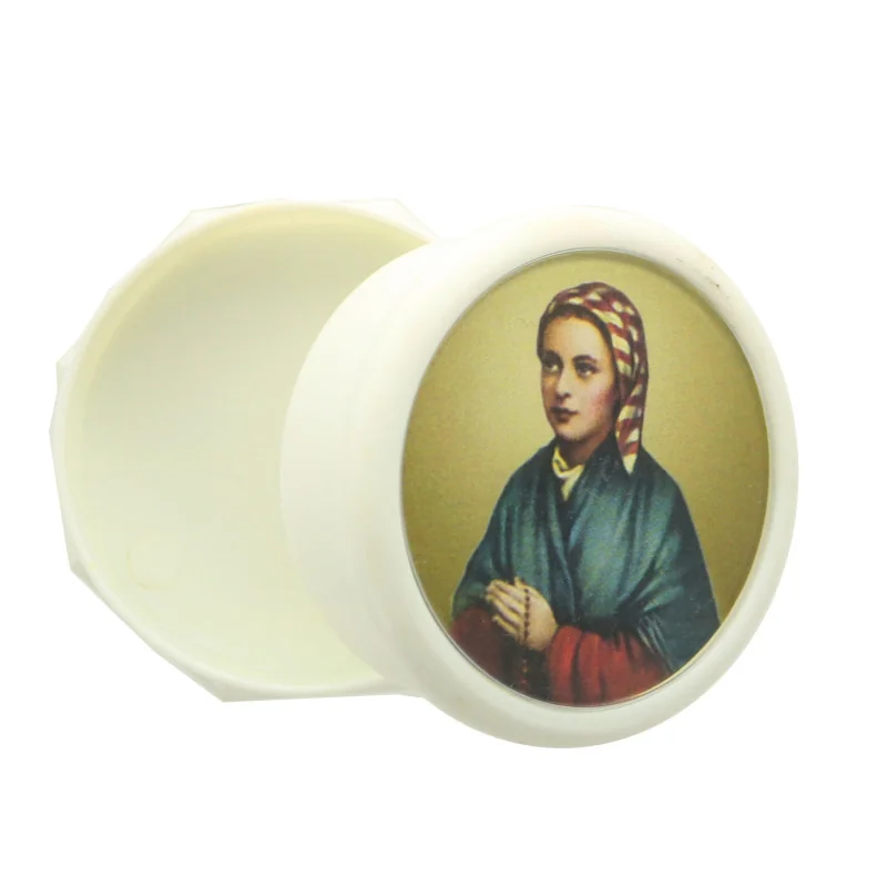 Boite à chapelet blanche avec l'Apparition de Lourdes Boite à chapelet blanche avec l'Apparition de Lourdes