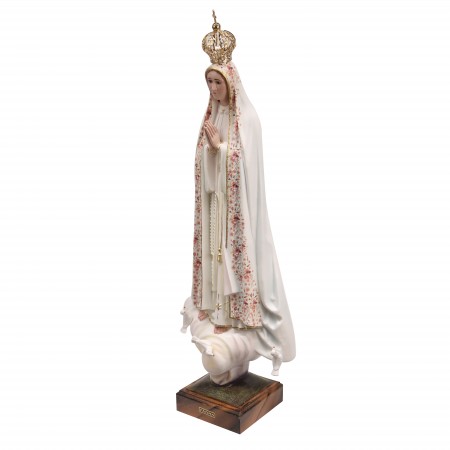 Statue de Fatima vêtue de son manteau fleuri rose 70cm