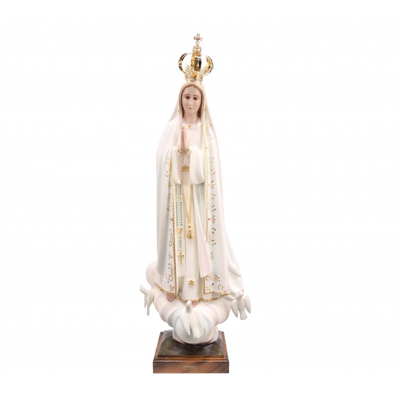 Statue de Fatima vêtue de son manteau doré 95cm